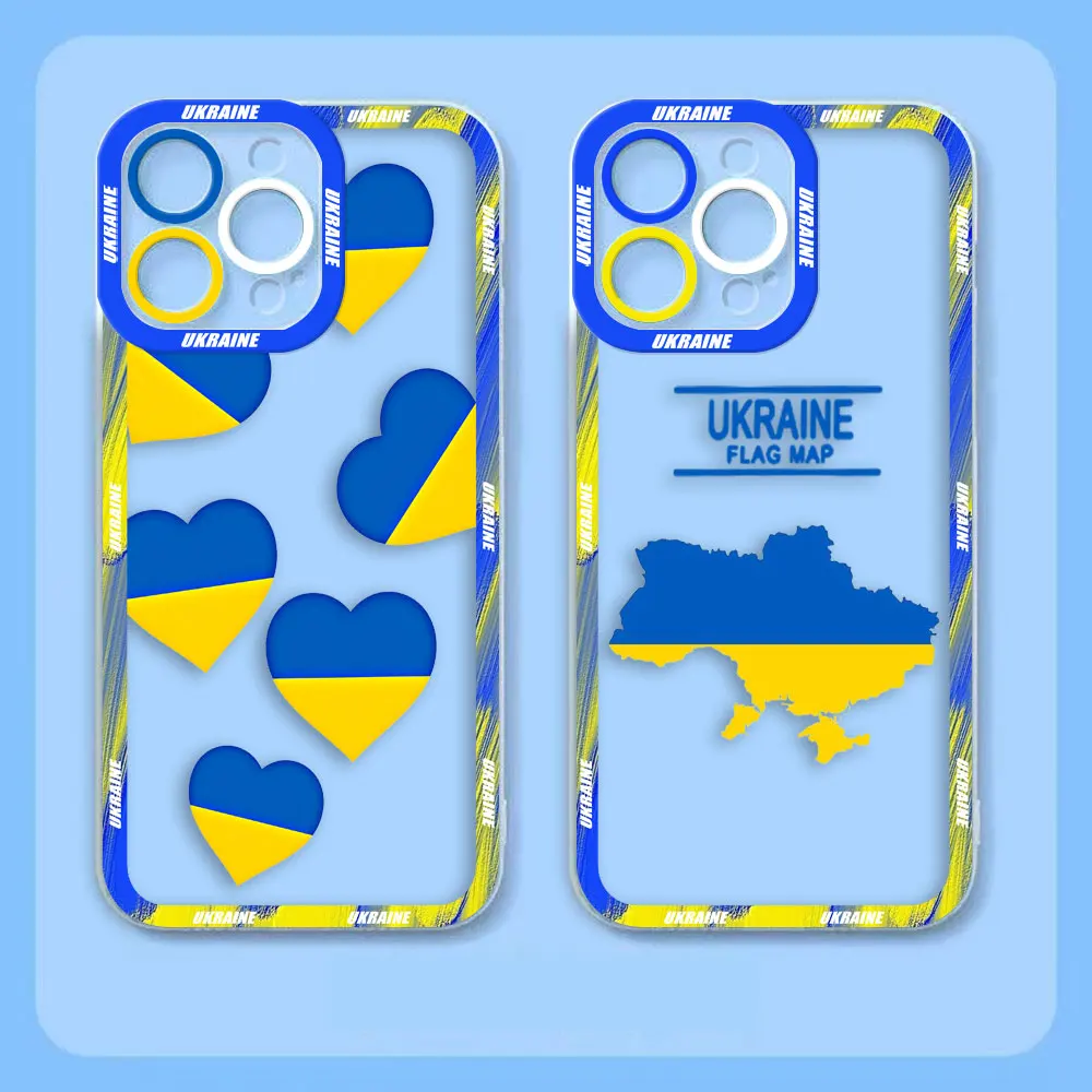 Flag Of U-Ukraine Cover Angel Eyes Clear Phone Case For iPhone 15 14 12 13 11 Pro 8 7 SE Plus X XR XS Max Case Funda Capa Shell