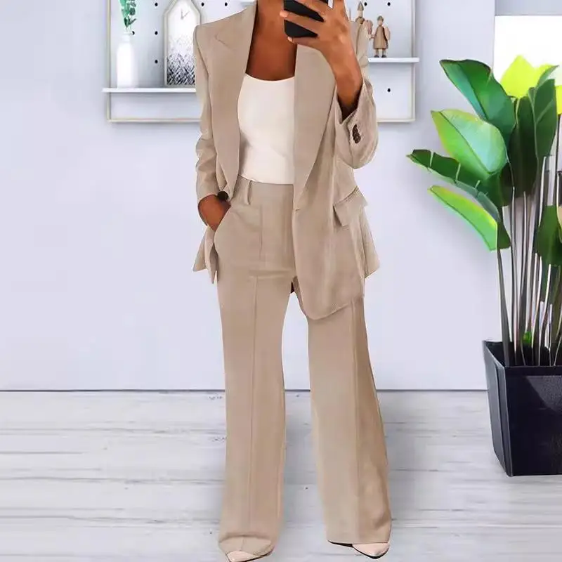 

Женский деловой костюм-кардиган с воротником, комплект из жакета и брюк, с длинными рукавами, для офиса, с цветными вставками