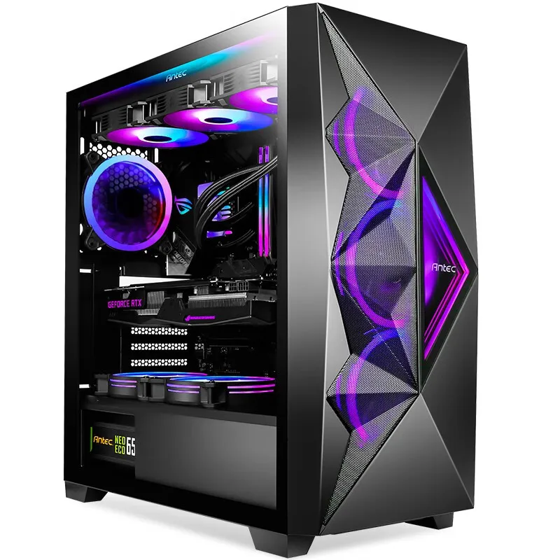 Antec DP503 Tempered Glass Side Translucent Chassis Case LED E-ATX ATX Lightning 3 PIN ARGB PC Case Computer Graphics Card Case