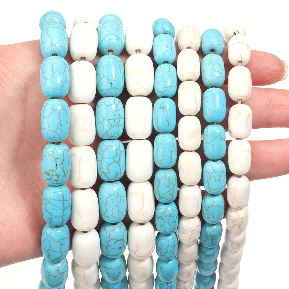 

Natural Stone Beads Blue Cylindrical Turquoises Beads Cylindrical Loose Spacer Beads for DIY Bracelet Accessories Jewelry Making
