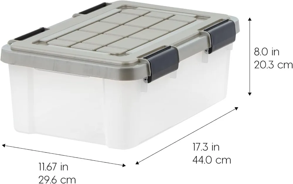 

16 Qt Weatherproof Storage Bins with Gasket Seal, 3-Pack Heavy Duty Stackable Containers for Home & Outdoor Use