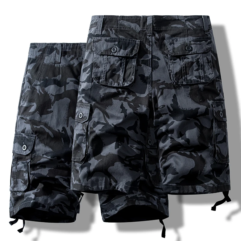 Man Knee Shorts Classic Camo Shorts Bermuda Multiple Pockets Large Size Cotton Half Pants Outdoor Hiking Shorts