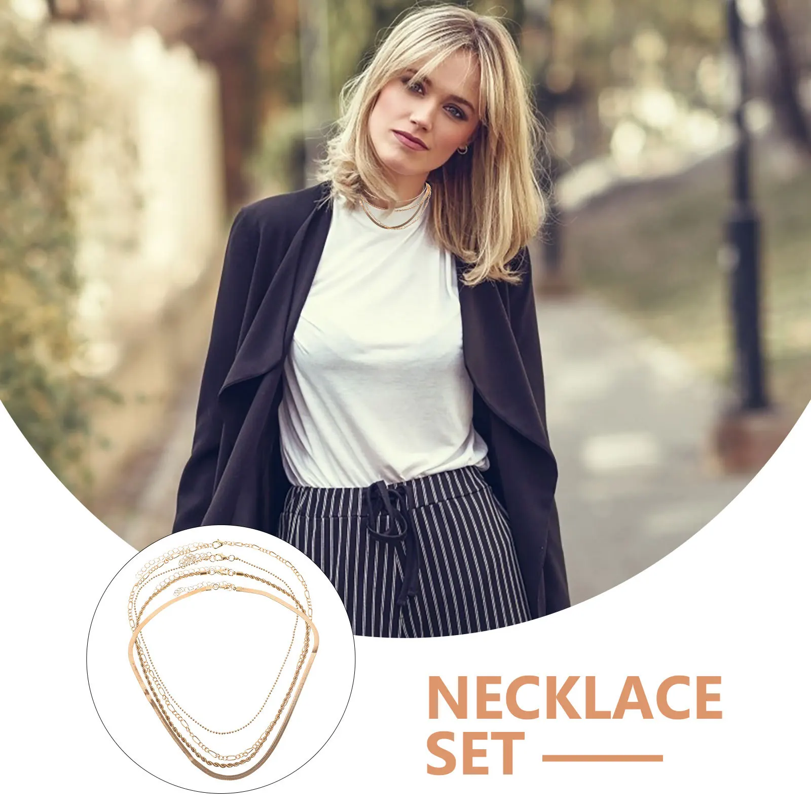 

4 Pcs Necklace Layered Chain Necklaces Choker for Women Chunky Jewelry Link Golden