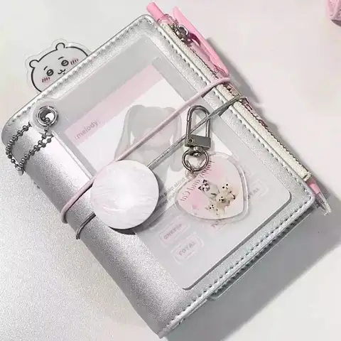 M5 Korean Style Silver Strap Three-fold Loose-leaf Notebook Schedule Planner Notebook Diary Journal Card Book Office Stationery