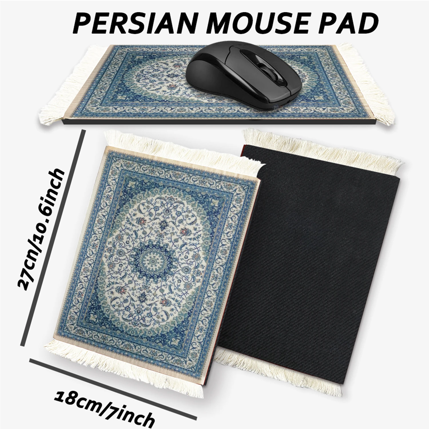 Oriental Retro Woven Mouse Pad Rug Mousepad Persian Carpet Pattern Cup laptop PC Mouse Pad with Fring Home Office Table Decor