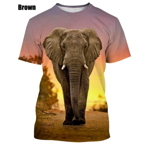 

Новинка лета 2023, футболка с 3D-принтом слона, модная повседневная забавная футболка с коротким рукавом и круглым вырезом в виде животных, Одежда большого размера, топы