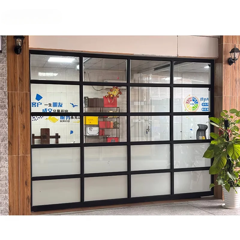 Fabricantes chinos, venta al por mayor, control remoto segmentado, puerta de garaje de vidrio con espejo de aluminio sin marco, barata