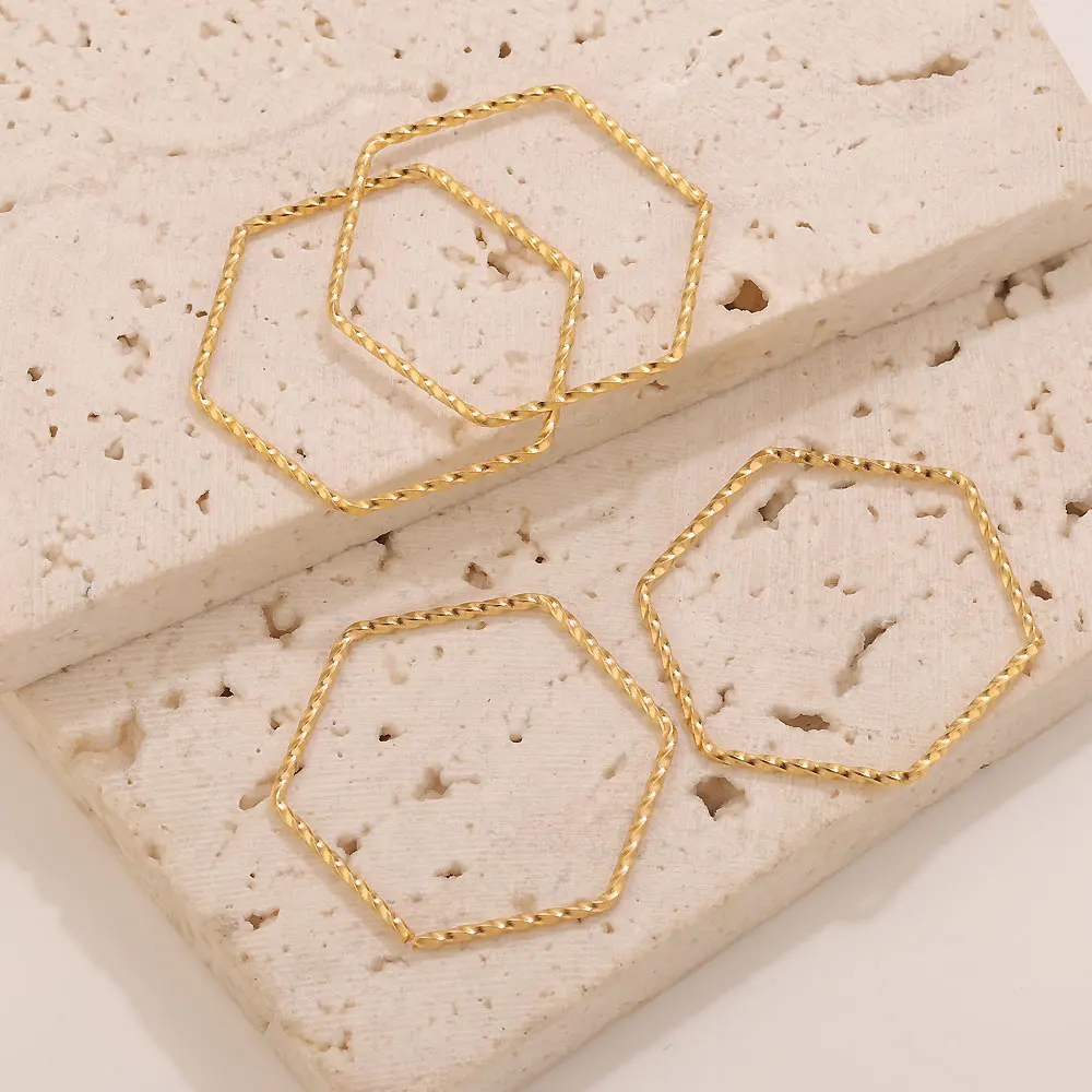 10 Stück Edelstahl Sechskant-Twist Große Kreisförmige Schmuckverbinder DIY-Verbinder Ohrringfassungen Blanko-Schmuckzubehör – Detail 4