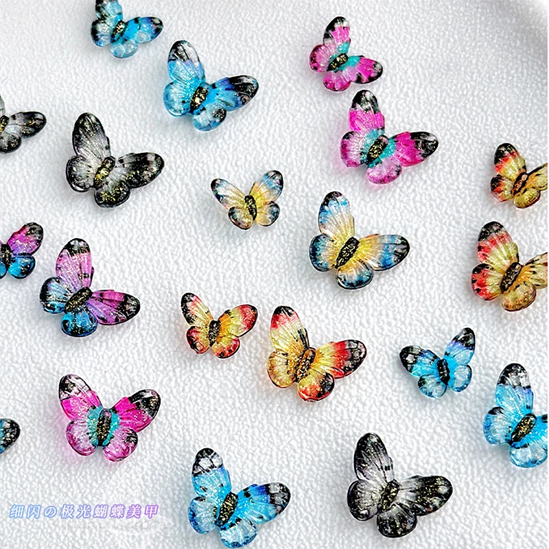 30PCS 3D Acrylic Butterfly Nail Art Charms Parts Glitter Accessories For Manicure Decor Nails Decoratoin Supplies Material Tool