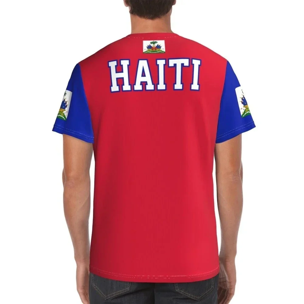 2024 Haiti National Flag 3D T-shirt Fashion Harajuku Streetwear Tees Men Short Custom Sports Cycling Quick Drying Clothes Tee