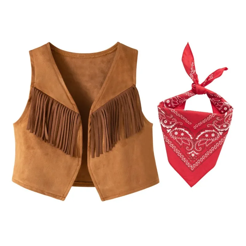 

Kids Tassel Vest Western Holiday Costume for Boys Girls Role Play Party