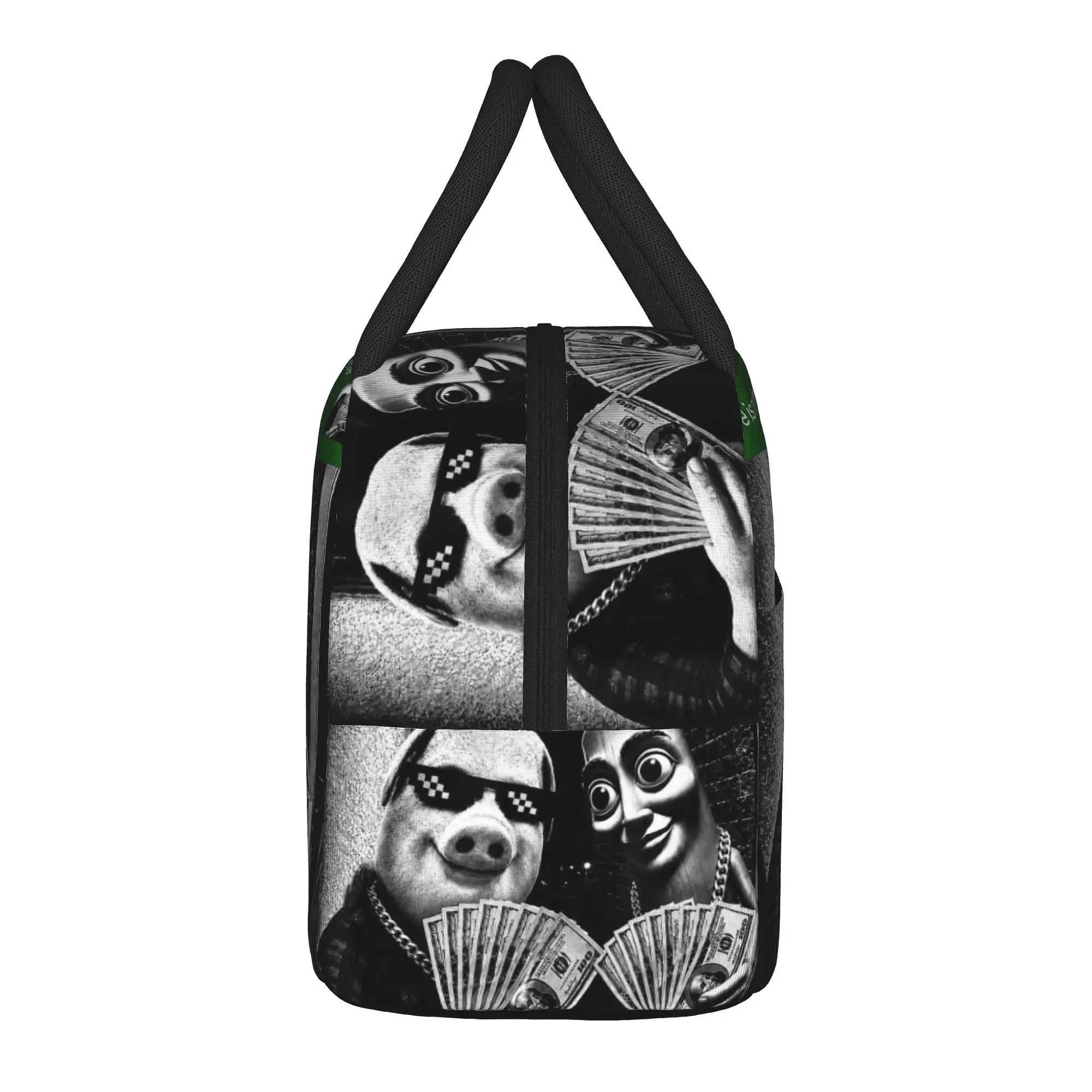 John Pork and Tung Tung Tung Sahur Front Door Motion Lunch Bag  Fun Lunch Box For Girls School Portable Cooler Bag