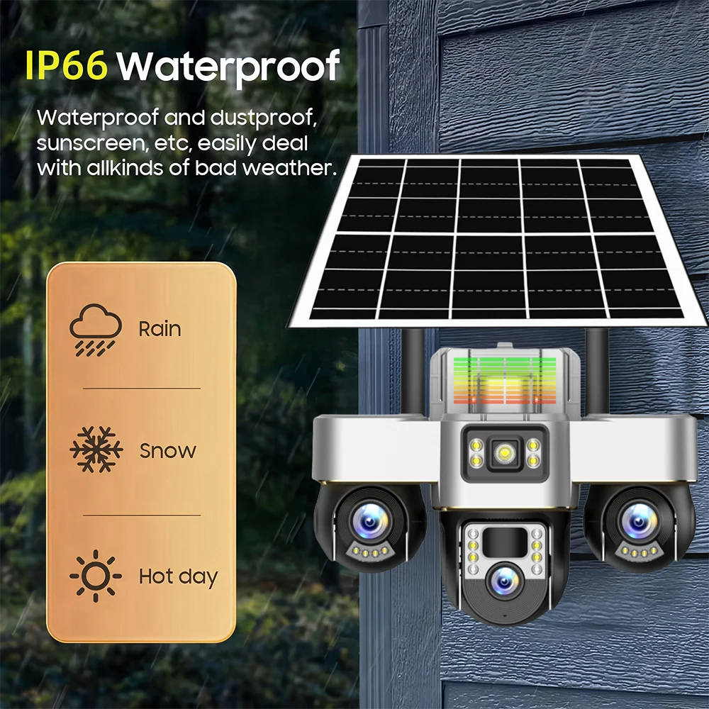 Solar Camera 4G Wireless Night Vision Smart Home Surveillance Camera 15MP Outdoor PIR Motion Detection Security Protection CCTV