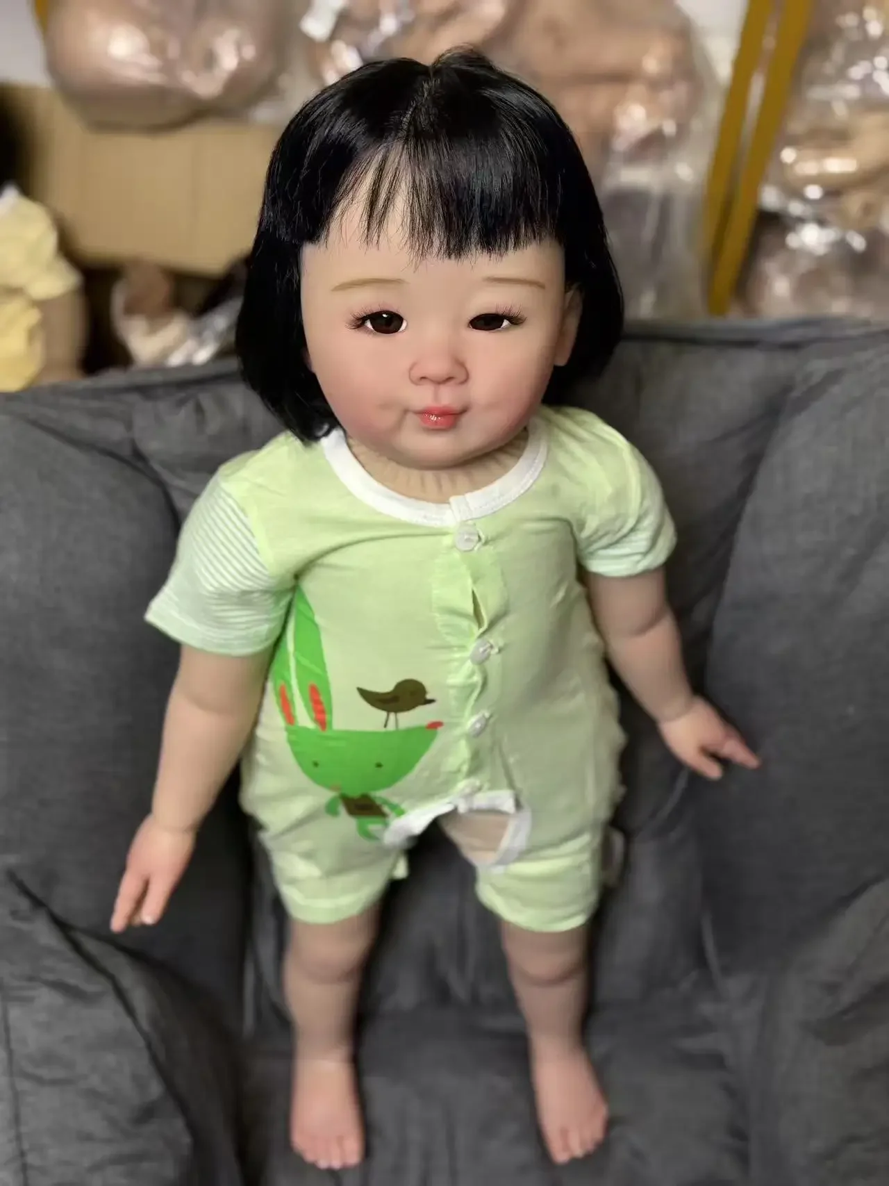 EGO dostosowane ograniczone dostawy 28 cali Reborn Baby Chunmei z ręcznie ukorzenionymi włosami już gotowa lalka prezent na boże narodzenie