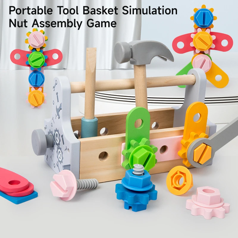 Montessori Children Wooden Tool Set Toys Pretend Play Tool Kit Construction Tools Simulation Repair Carpenter Tool Toys Gift