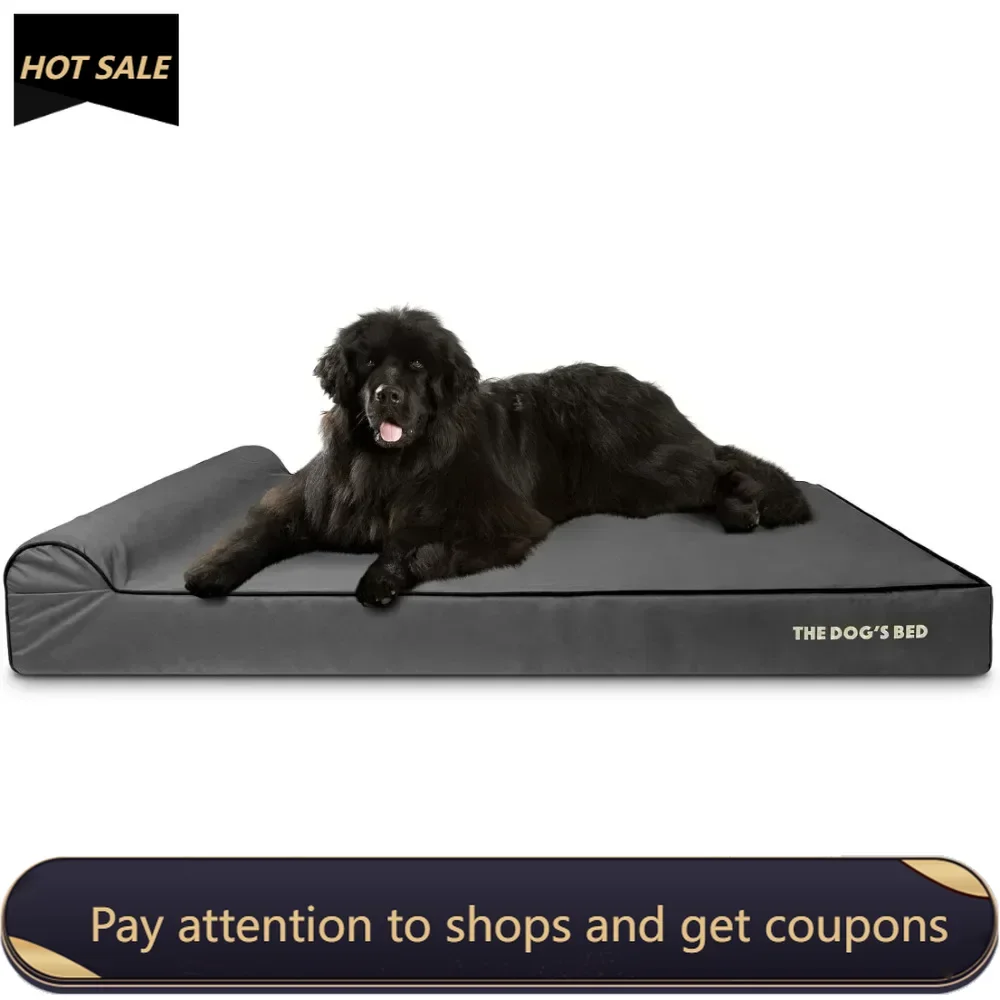 

Pet Bed for Dog House for Cats Lameness Memory Foam Hip & Elbow Dysplasia Basket Supportive XXXL Grey/Black 64x44 Post Surgery