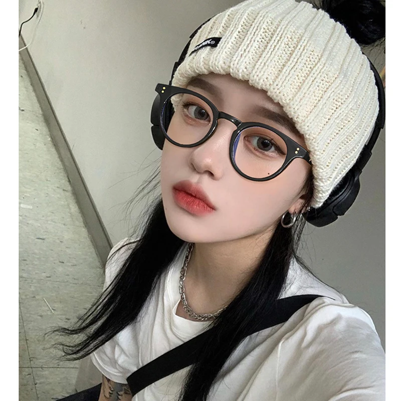 2021 fashion New Black frame point Plain glasses PC plain glass spectacles vintage eyeglass round frame glasses eye glasses