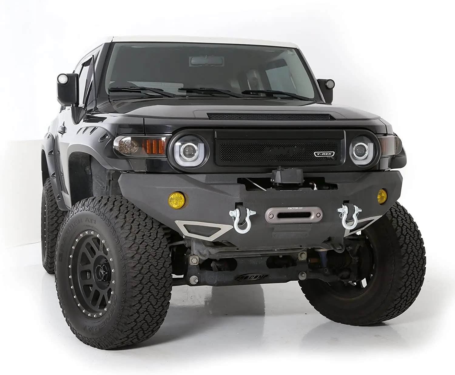 Radius Bumper with Integrated Silver Powder Coated Aluminum Skid Plate Included  Textured Blackcustom