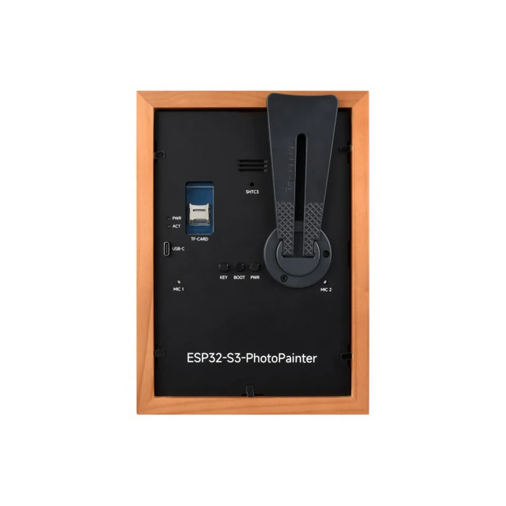 ESP32-S3-PhotoPainter 7.3 بوصة E6 شاشة عرض ورق إلكتروني بالألوان الكاملة مع إطار صور من الخشب الصلب وضع الاستعداد طويل جدًا 800 * 480 Resoluti