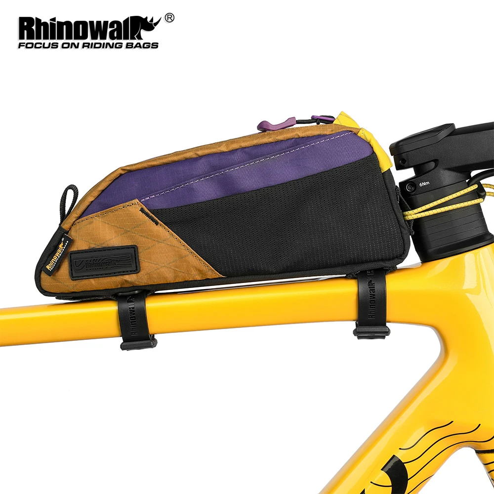 Rhinowalk Bike Top Tube Front Tube Storage Pack 0.9L Multi-Compartment Cable Outlet Strap Bolt Mount Bike Accessories