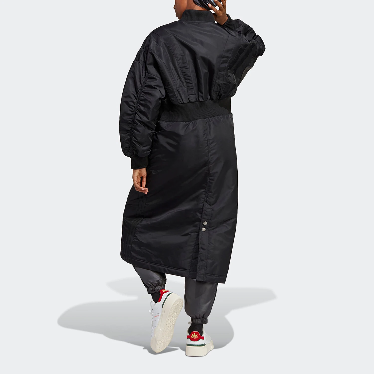 Adidas Authentic Three Leaves Women's Stripes Waist-Gathering Windproof Sports Jacket HR3415