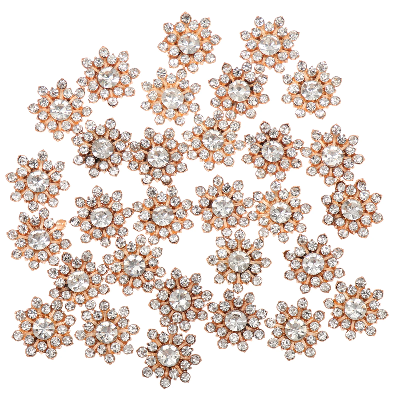 

30pcs 15mm Rhinestone Buttons Metal Snowflake Diamond Flower Heart Decor Craft Wedding Applique Clothing Accessories