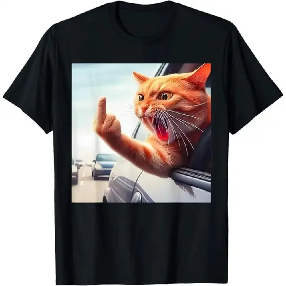100% Cotton Funny Cat Hilarious Cat In The Car Cat Lover T-Shirt