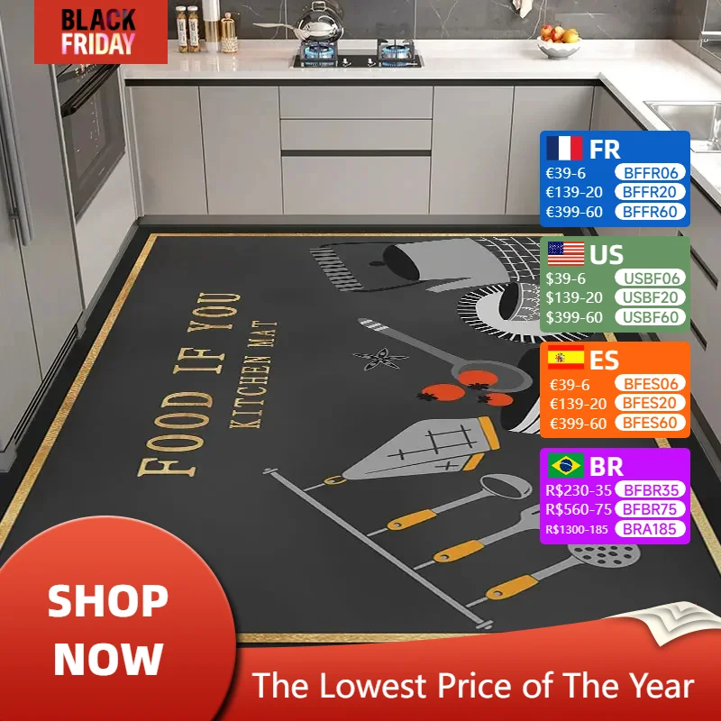 Kitchen Mat Pvc Waterproof Carpet Oil-proof Large Area Rug Anti-slip Leather Floor Mats Big Size Home Decoration Alfombra Cocina