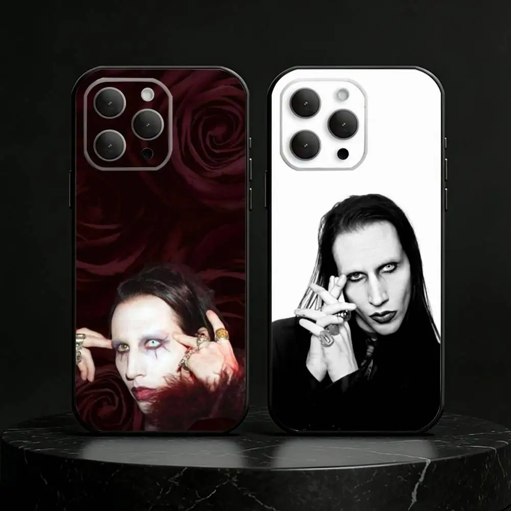 

M-Marilyn M-Manson Phone Case For iPhone 17,16,15,14,13,12,11 Plus,Pro,Max,Mini Silicone black Soft Cover