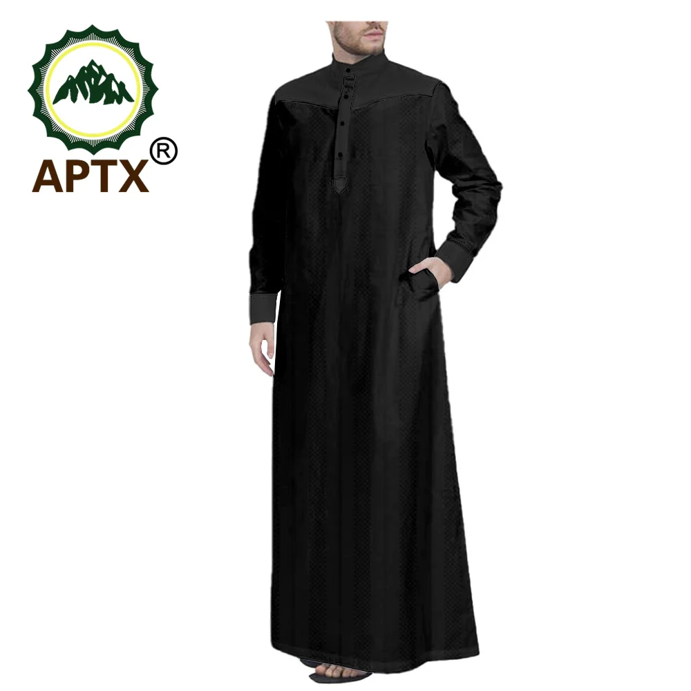 APTX-ropa africana para hombre, Túnica musulmana de moda, Jubba Thobe hecha a medida, botonadura única, estilo informal suelto, T2014009