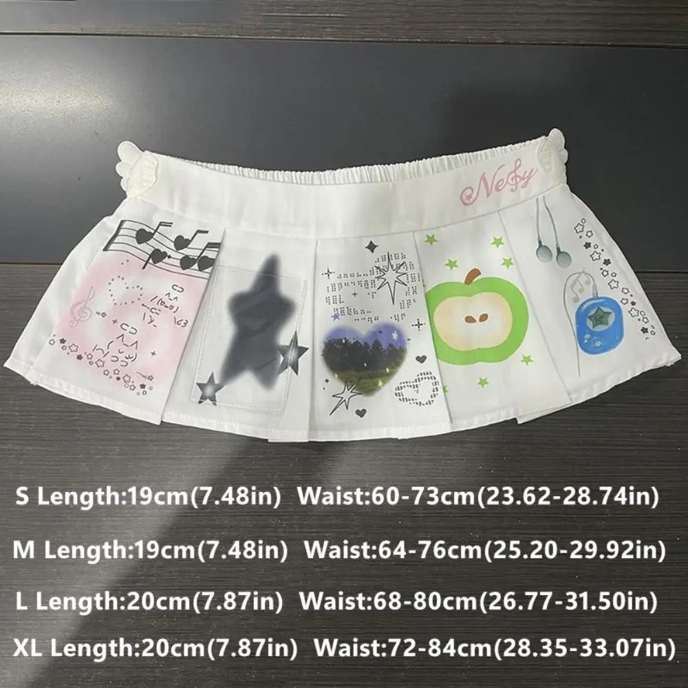 Jeans Hosen Dekor Casual Cartoon Mini Rock Y2K Streetwear Spitze-up Design Geraffte Röcke Harajuku Hohe Taille Butt Vorhang