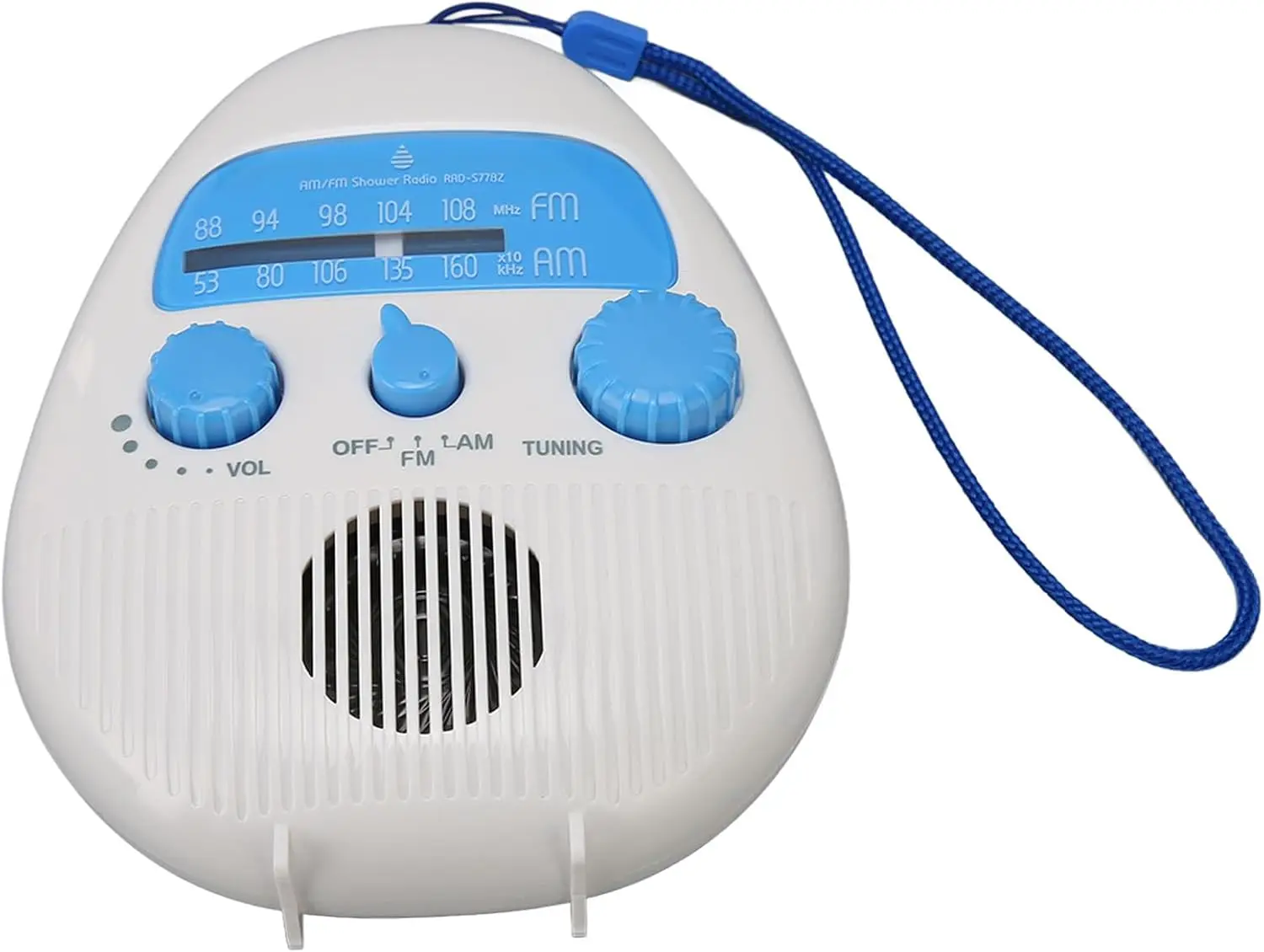 Waterproof Shower Radio, Splash-proof AM-FM Radio with Rotary Knob for Use in the Bathroom Outdoors, Built-in Speaker, Effective