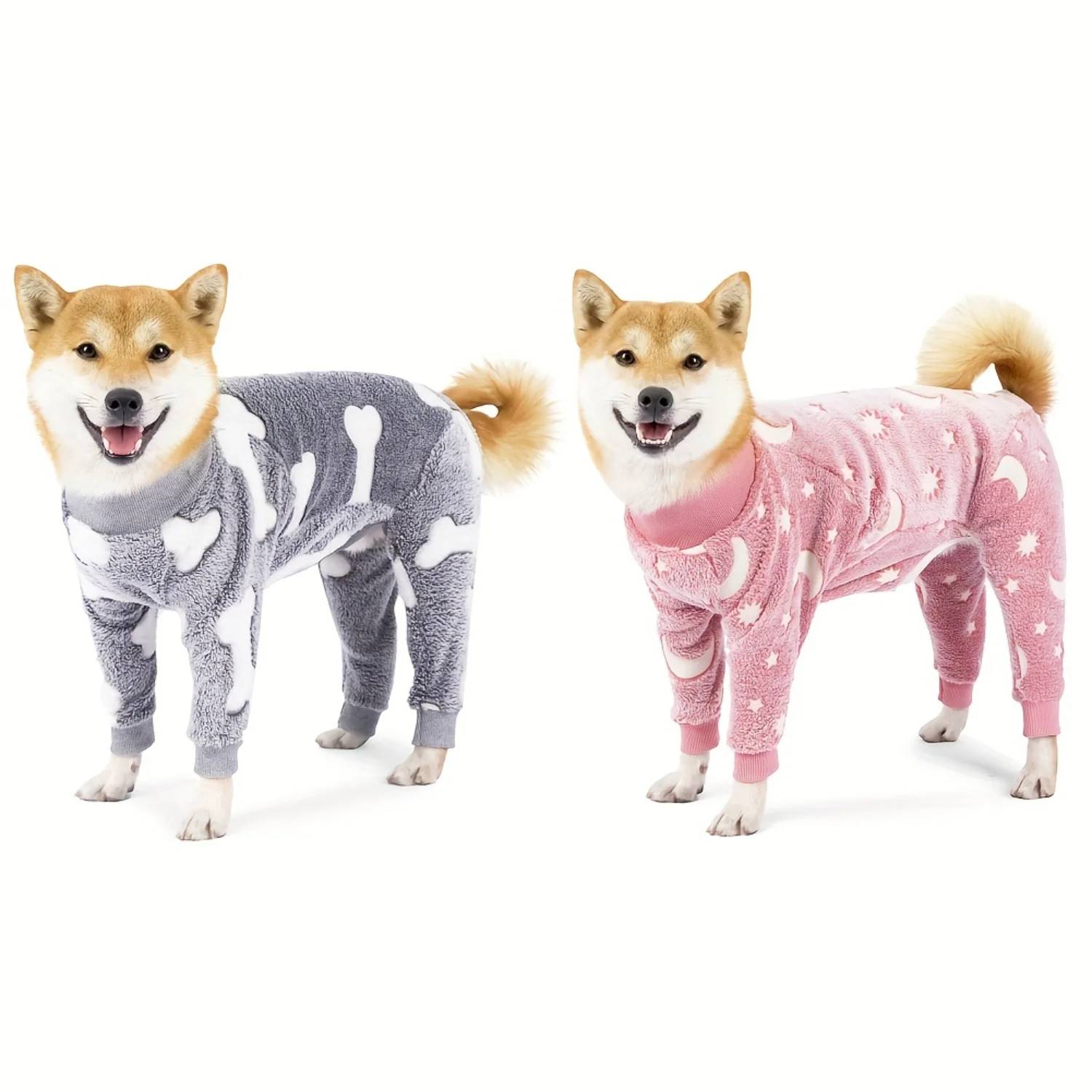 1pc Plush Fleece Dog Pajamas, Cozy Pet Sleepwear For Medium To Large Breeds, Warm Long-Sleeve Onesie With Elastic Comfort, Breat