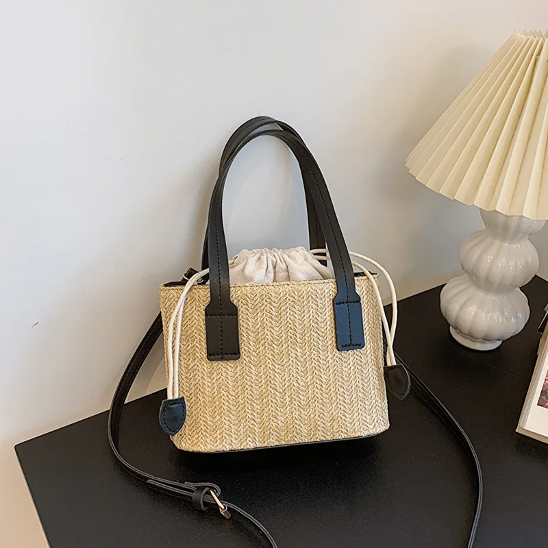 Fashion Bucket Crossbody Bags For Women, Summer Handbags Casual Straw Shoulder Bag For Travel/Vacation, Ladies Beach Bag