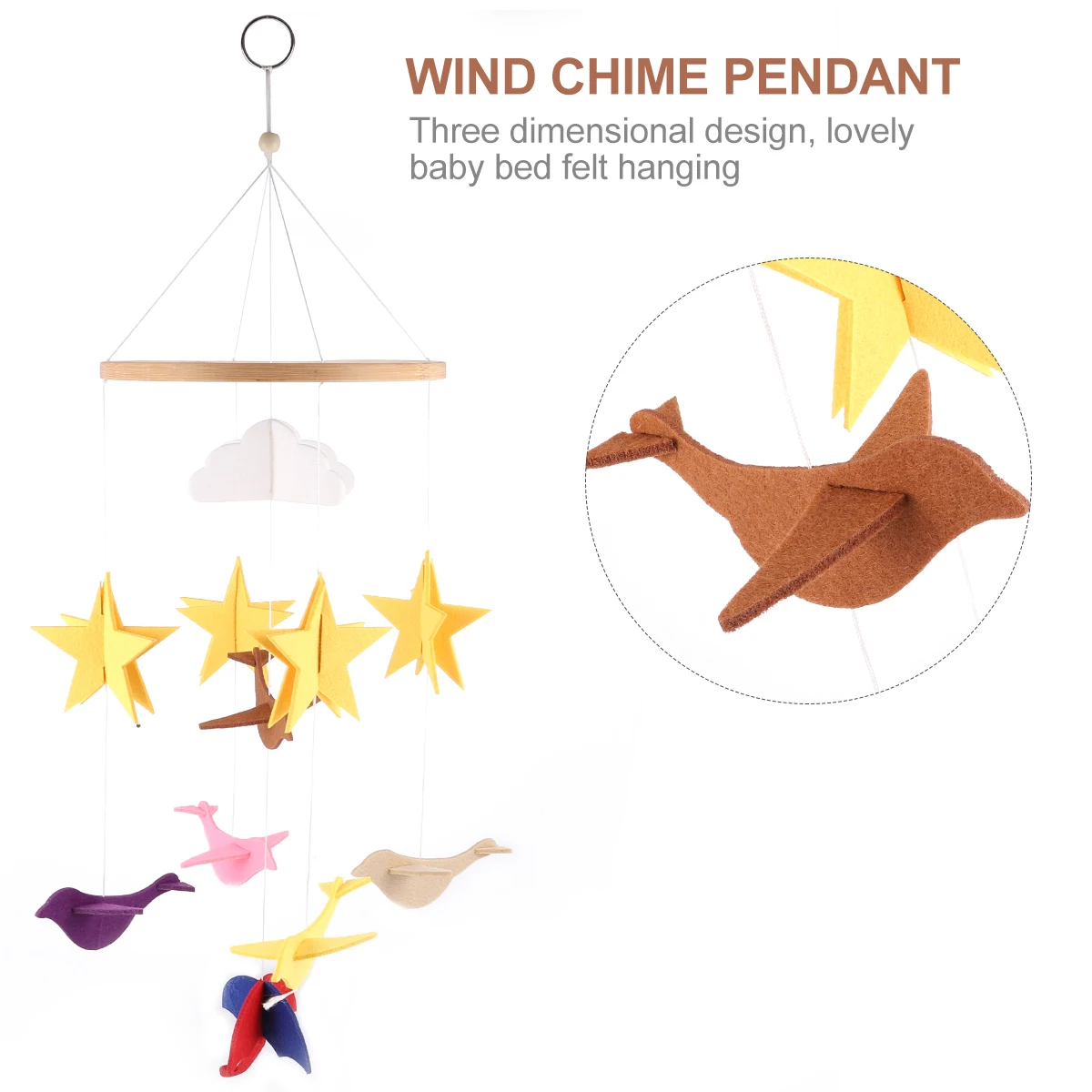 

1Pc Chic Crib Hanging Decoration Wind Chime Charm Felt Ornaments for Nursery Decor Portable Lightweight Beautiful Gift