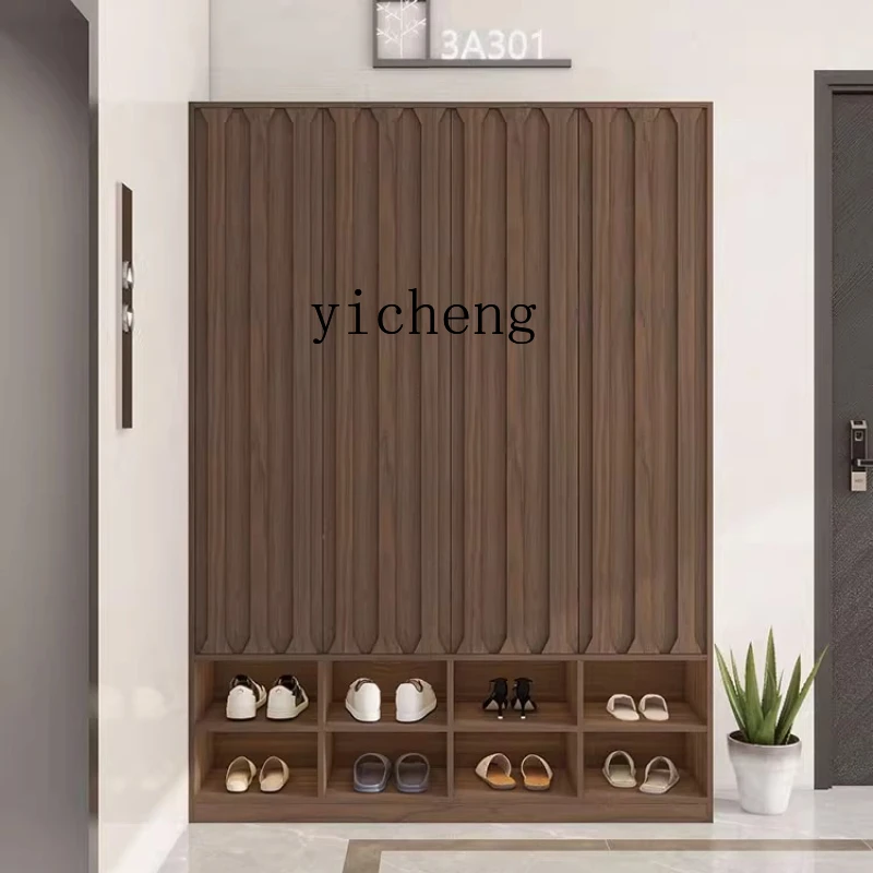 

ZK solid wood retro home shoe cabinet home door living room hallway cabinet integrated corridor storage locker
