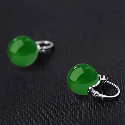 Ancient Style Jade Bead Earrings Gentle Fashion Temperament Ear Buckle For Women Girls Retro Earrings Jewelry Accessories Gifts