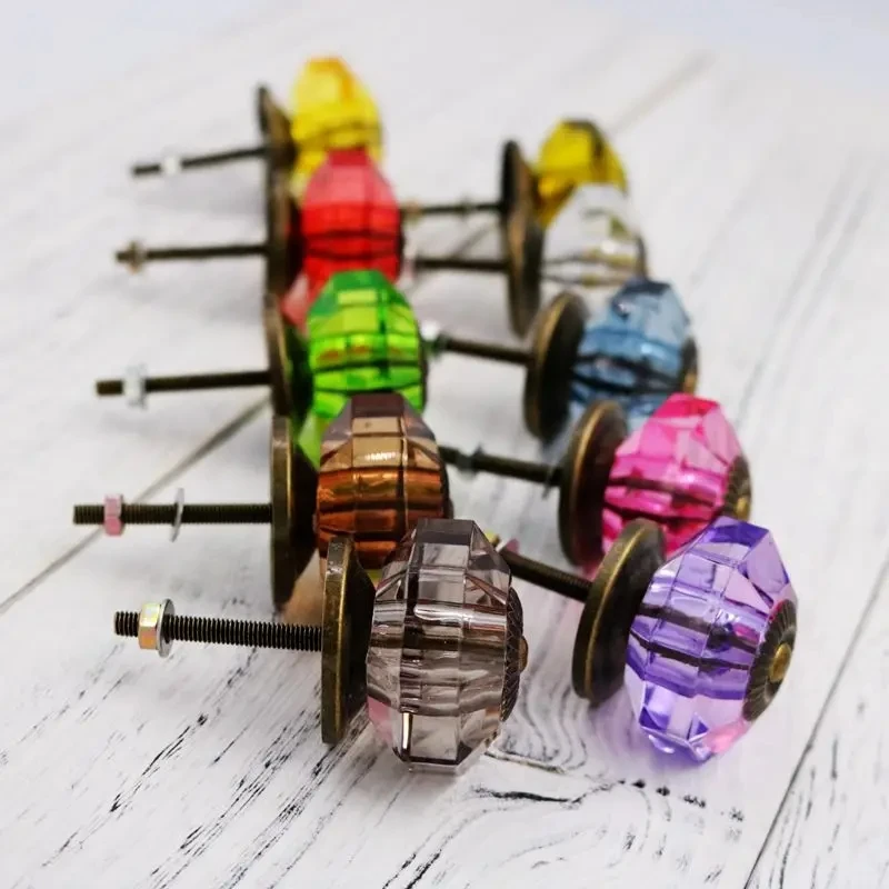 1x Colorful 38mm Furniture Knob Cabinet Knob Cupboard Closet Drawer Dresser Knob Handle Acrylic Crystal Pull