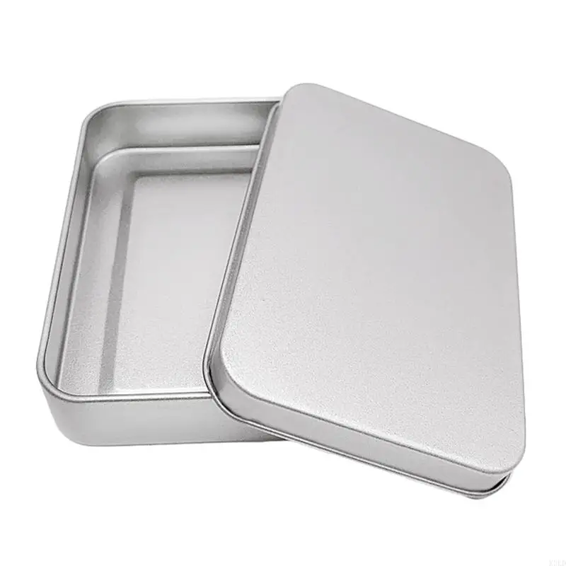 K3KD Metal Rectangle Silver Play Box Box Money Coin Box
