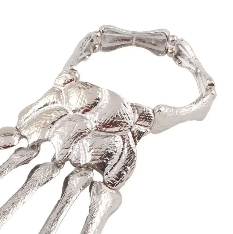 女性と男性のためのハロウィーンのスケルトンフィンガーボーンブレスレット、パンクジュエリー