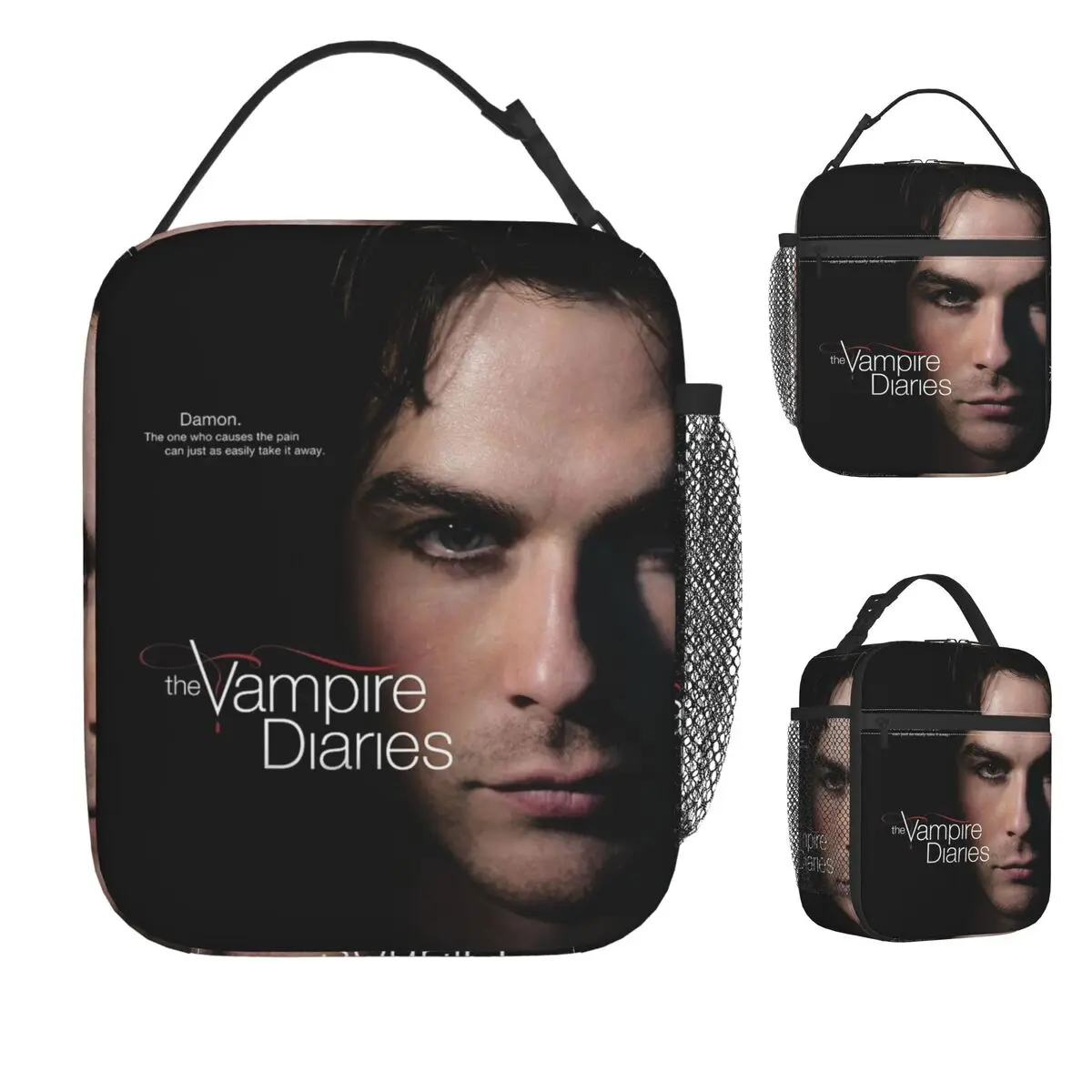

The Vampire Diaries Damon Salvatore TV Series Lunch Bag For Women Lunch Box Office Cooler Bag Portable Oxford Thermal Lunch Bags