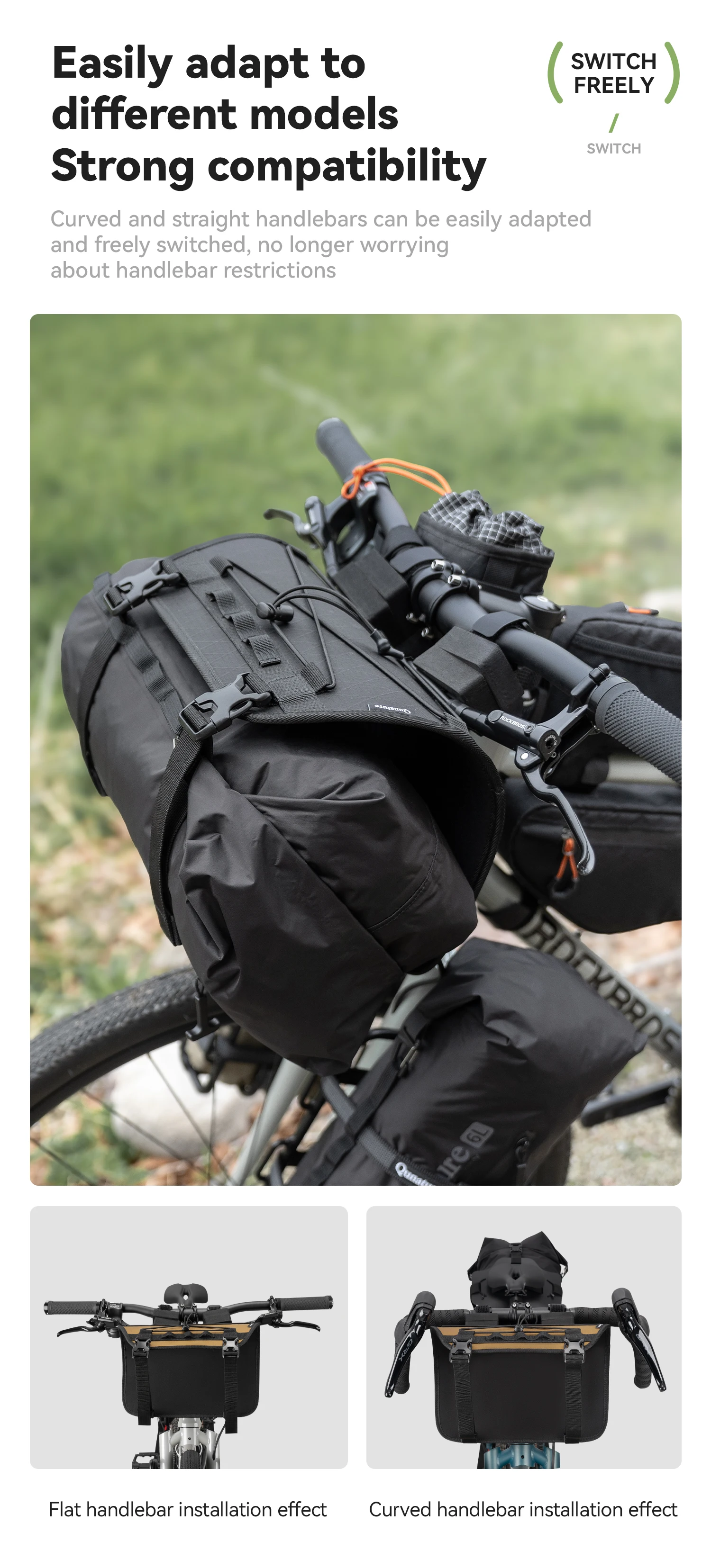 Qunature 2 Teile/satz Fahrrad Tasche Träger Lenker Rack Radfahren RB MTB Wasserdichte Touring Bike Kompression Fahrrad Rack Tasche Radfahren – Detail 4