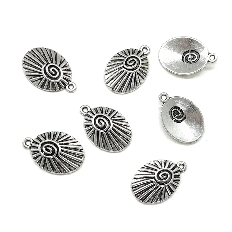 New Fashion 15pcs 20*14MM Retro Zinc Alloy Oval  Sun Shells Shape Charms DIY Jewelry Bracelets Earrings Accessories