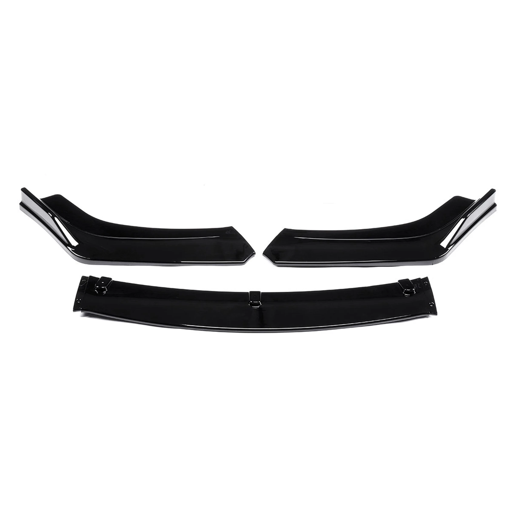 

3Pcs Car Front Lower Bumper Lip Splitter Spoiler Body Kit Cover Trim for Honda Civic Sedan 4Dr 2016-2018 Gloss Black