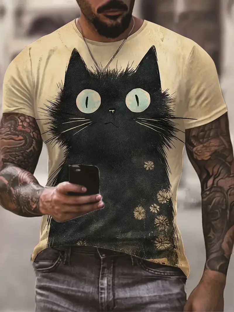 Summer Funny Men's T Shirt Cartoon Animal Print Casual Short Sleeve Pullover Fashion T-shirts Outdoor Male Overszied Clothing image 3
