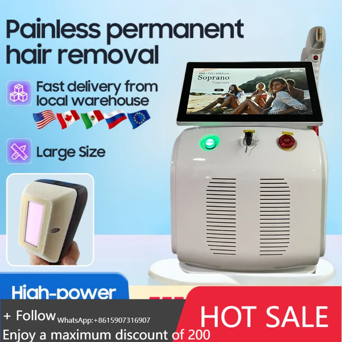 

Permanent Ice Cool Remove Hair Depilator Machine Hair Removal Diode Laser Painless Epilater Fast For Salon