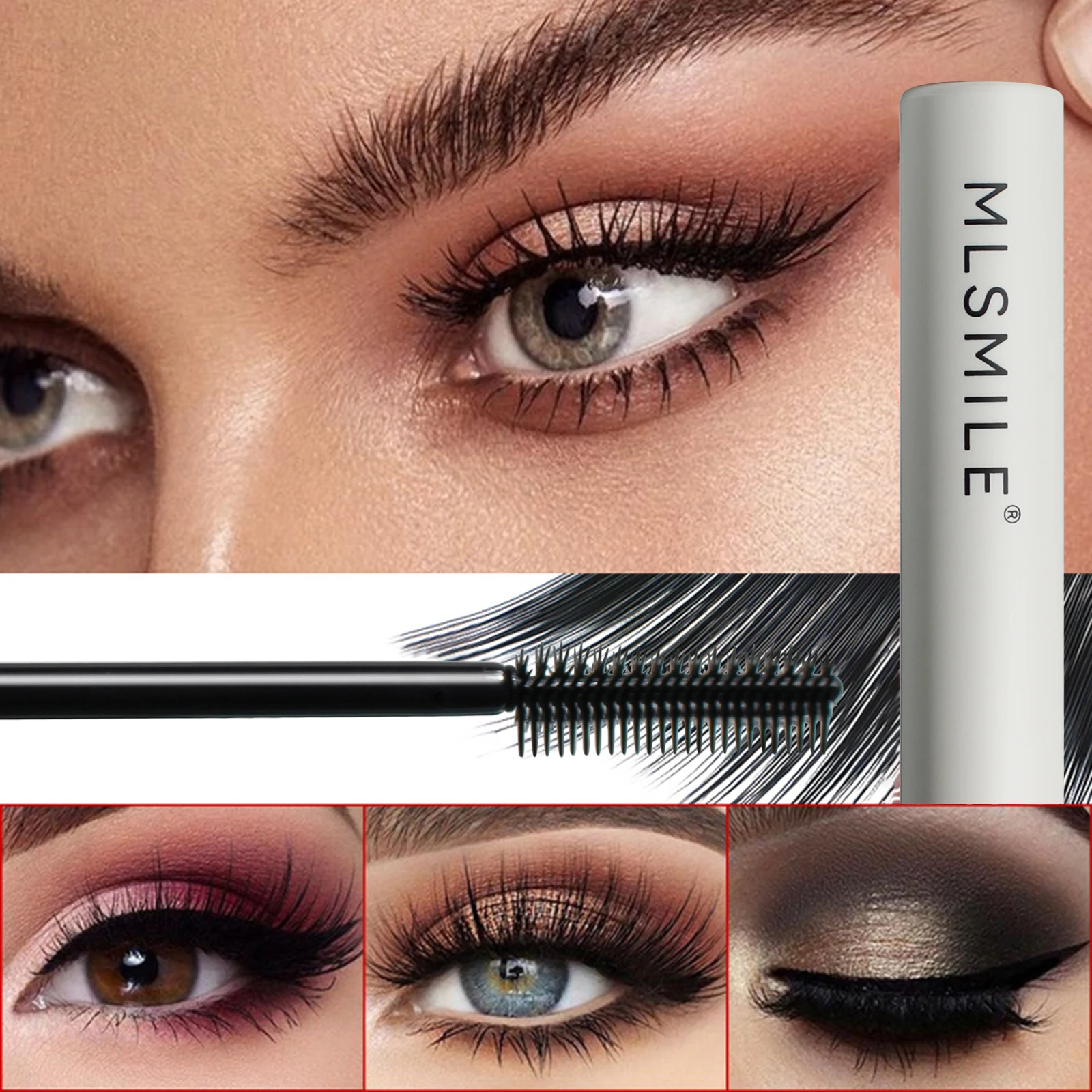 Ultra-fine ขนาดเล็กหัวแปรงมาสคาร่ายาวสีดํา 3D Lash Eyelash Extension Eye Lashes ยาวสวมใส่มาสคาร่าสีดํา