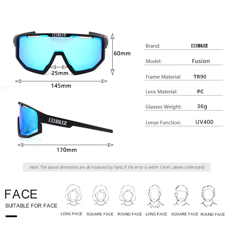 B Bliz Polarisierte MTB-Fahrrad-Sonnenbrille für Herren und Damen, Sport, modisch, UV400-Brille, Mountainbike, Rennrad, Reiten, Sonnenbrille, 3-Gläser – Detail 5