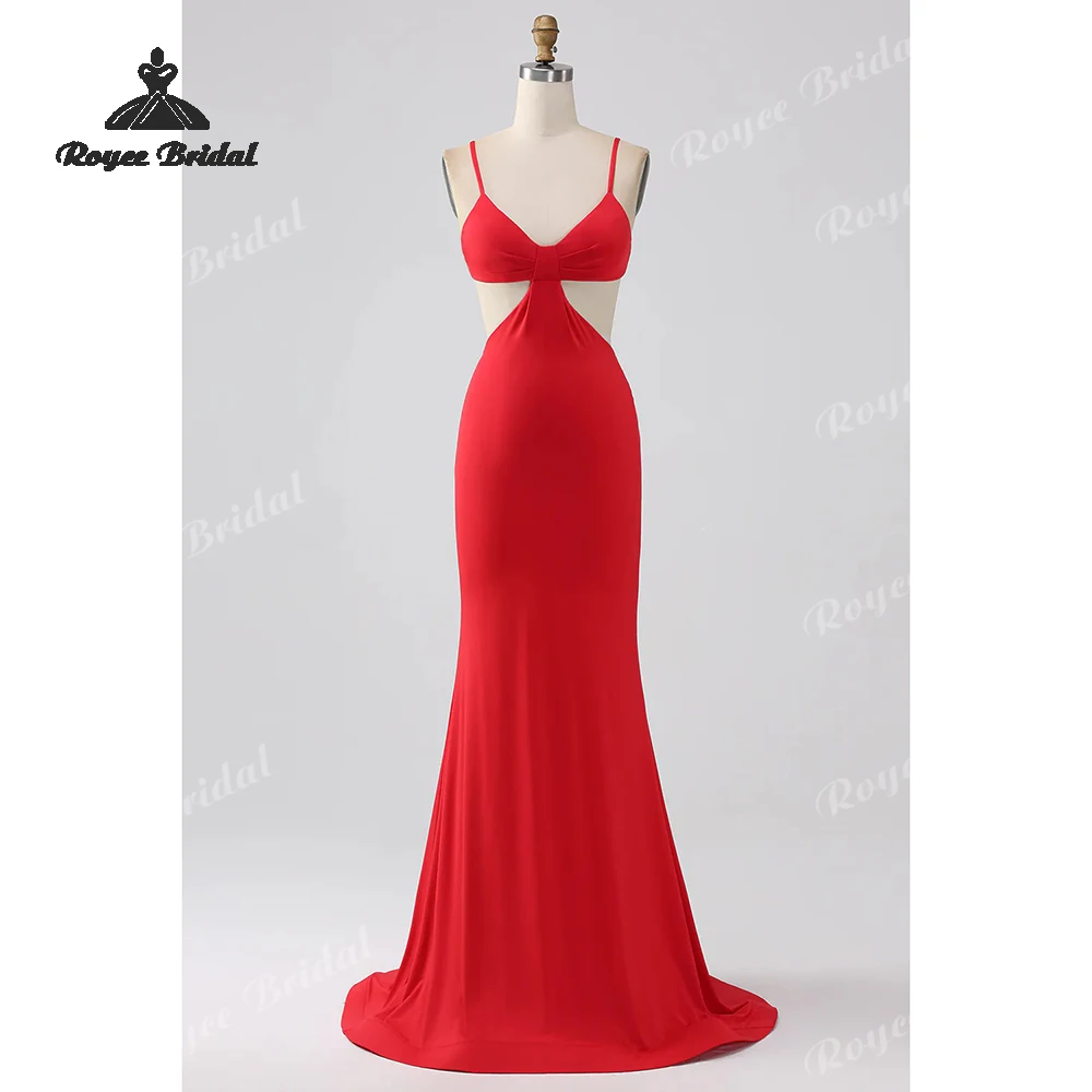 Vestidos de fiesta de sirena rojos plisados sin espalda 2026 con aberturas, elegantes, personalizados, para graduación