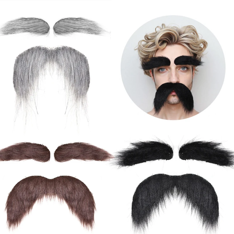 Bigotes Postizos Autoadhesivos, Barba Peluda de Juguete, Adhesivo de Barba para Disfraces, para Halloween, Fiesta Mexicana, Navidad